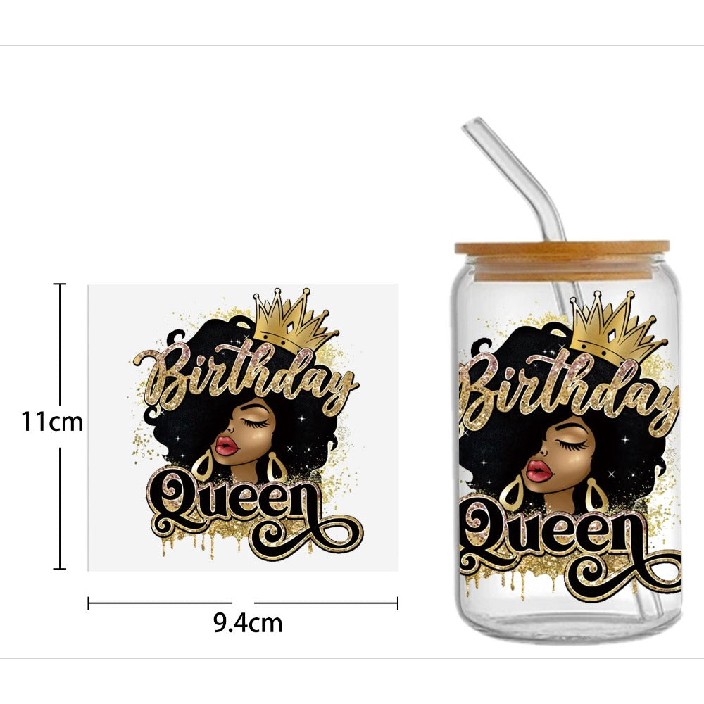 Wholesale Black Girl Series UV DTF Transfer Crystal Cup Sticker